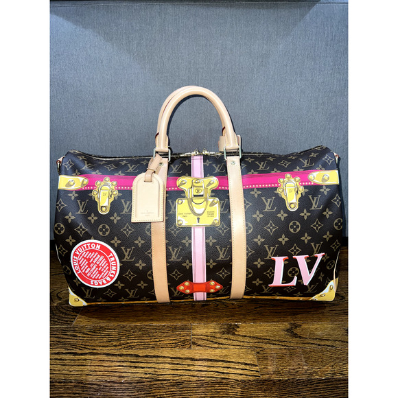 Louis Vuitton Keepall Bandouliere 50 Summer Trunks Monogram Weekend Travel Bag - Picture 2 of 10